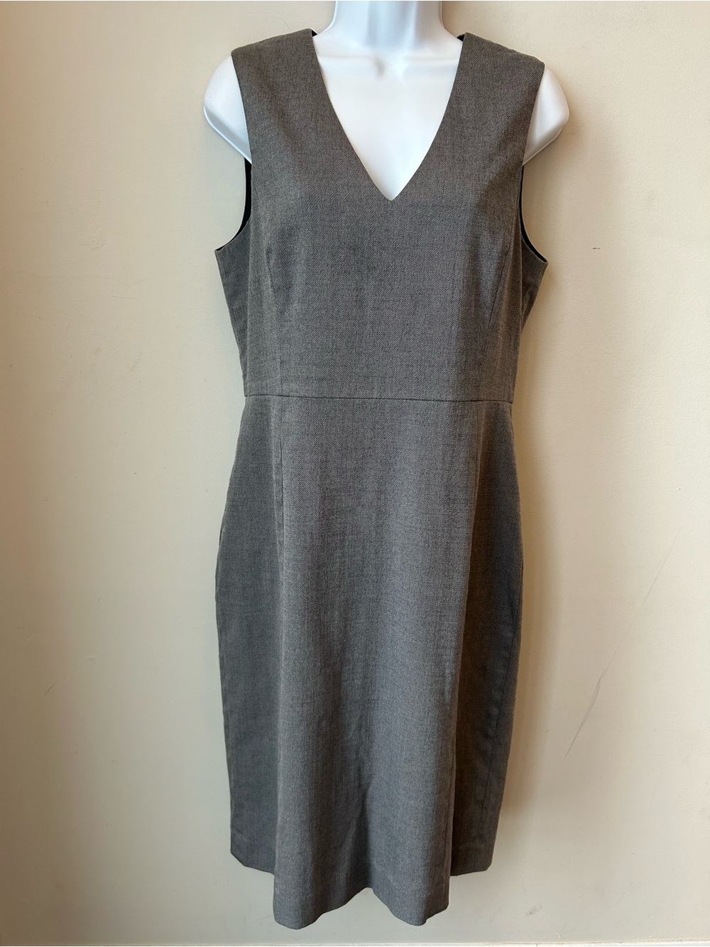 Theory Wool Blend Sheath Dress Gray Minimalism Office Career Capsule Wardrobe